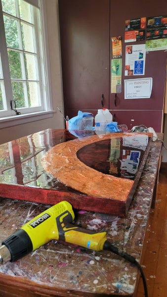 "The Part I Show" red/copper/black resin original painting 800mm x 1000mm Carousel 5