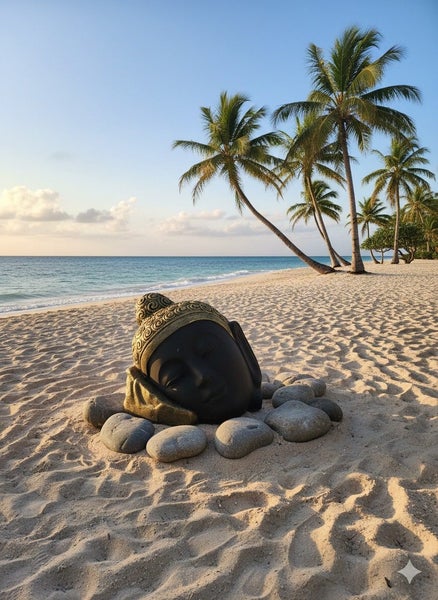 Buddha Face Statue - Fiber Cement - Black & Gold Finish - 45x45cms Carousel 2