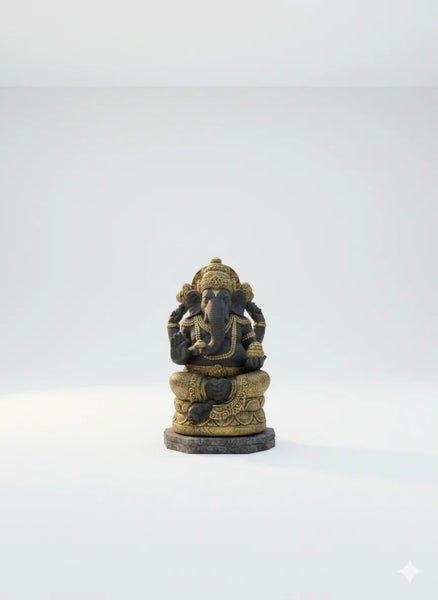 Lord Ganesh Statue - Fiber Cement - Black & Gold Finish - 90cms Carousel 3