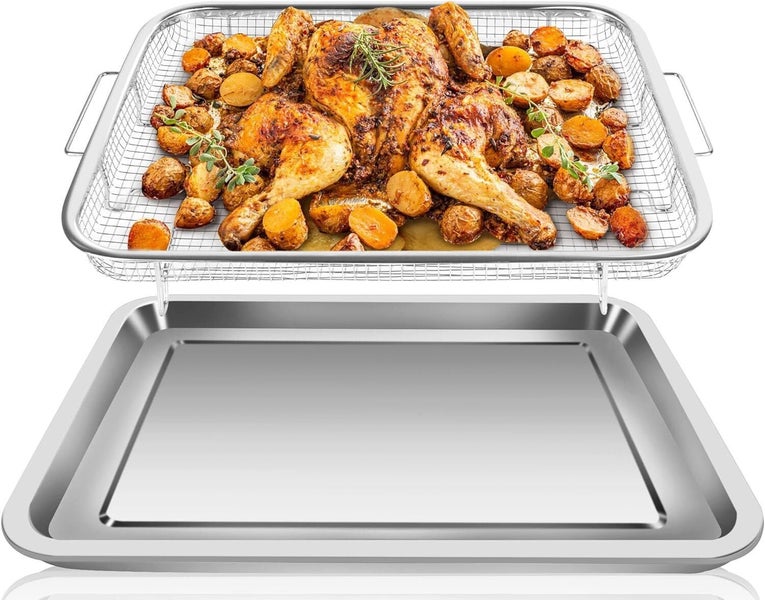 Air Fryer Basket for Oven, 11.8 x 15.7 Inch Stainless Steel Crisper Tray an Carousel 1