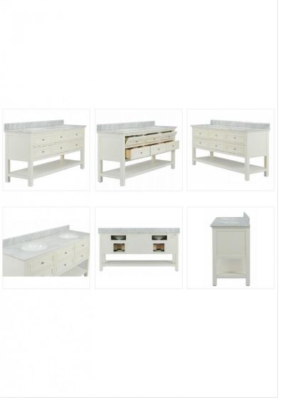 ** Defect Model ** Jago Double Vanity W183 - Carrara Marble Top - White *55%OFF Carousel 2