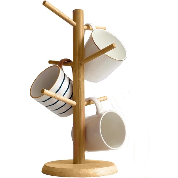Bamboo Coffee Mug Holder Tree, Thicker Base Coffee Cup Holder Stand for Cou Carousel 1
