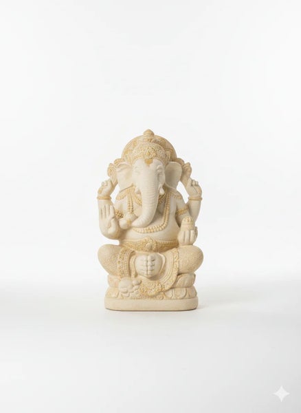 Lord Ganesh Statue - Fiber Cement - Cream & Gold Finish - 90cms Carousel 3