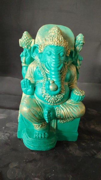 Lord Ganesh Statue - Fiber Cement - Indigo & Gold Finish - 60cms Carousel 2