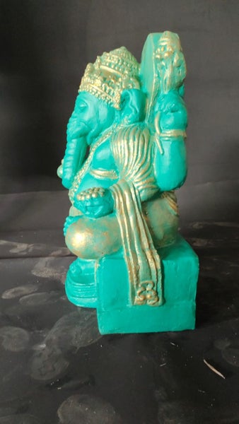 Lord Ganesh Statue - Fiber Cement - Indigo & Gold Finish - 60cms Carousel 4