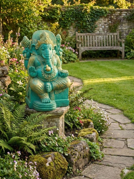 Lord Ganesh Statue - Fiber Cement - Indigo & Gold Finish - 60cms Carousel 1