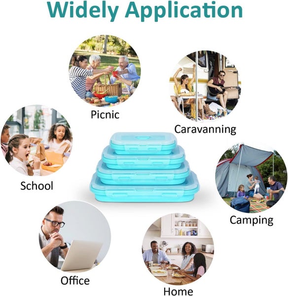 Collapsible Silicone Food Storage Containers with Lids, Silicone Lunch Box Carousel 7