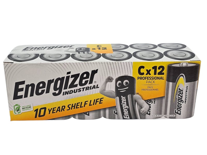 Energizer C size (EN93, LR14) Industrial Alkaline 1.5V batteries - 12 Pack /bulk Carousel 1