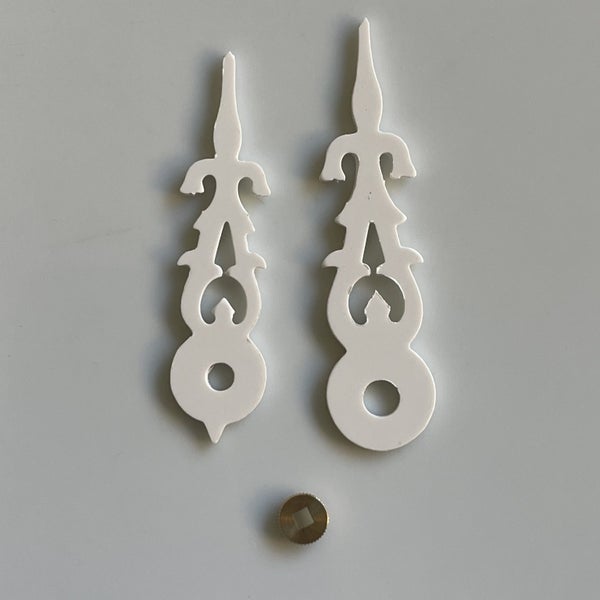 ONE PAIR of White Cuckoo Clock Hands – 8 Sizes Available Carousel 1