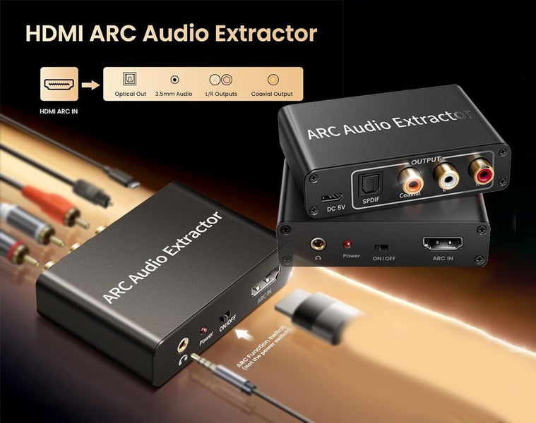 HDMI ARC Audio Extractor Adapter Fiber Coaxial 3.5mm RCA Stereo Converter Carousel 2