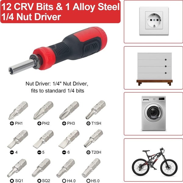 Screw Driver,Multi Screwdriver 13-in-1 Screw Driver Adjustable Screwdriver Carousel 2
