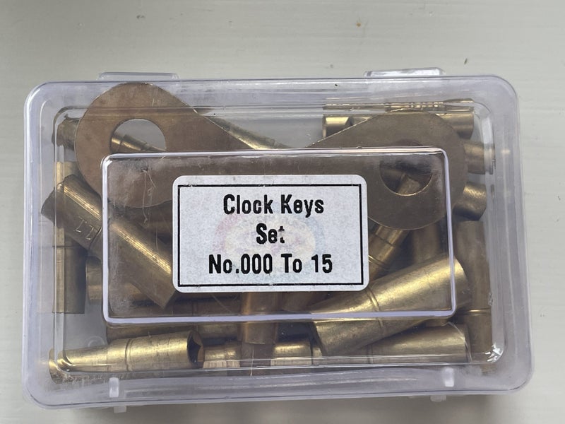 SET of Universal Brass 18 Piece Clock Winding Key Set , 000-15, KS