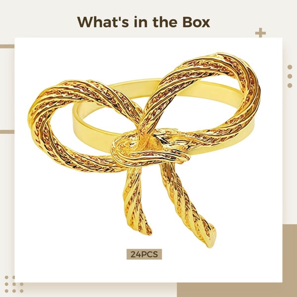 24 Pcs Rose Gold Butterfly Knot Napkin Rings, Elegant Metallic Napkin Holde Carousel 5