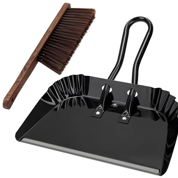 12 in/30 cm Stainless Steel Dustpan and Broom Combo, Heavy Duty Household C Carousel 1