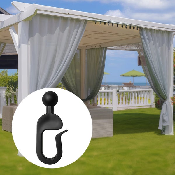 100 Pcs Plastic Curtain Hooks for Gazebo, Black Hooks for Curtains and Drap Carousel 1