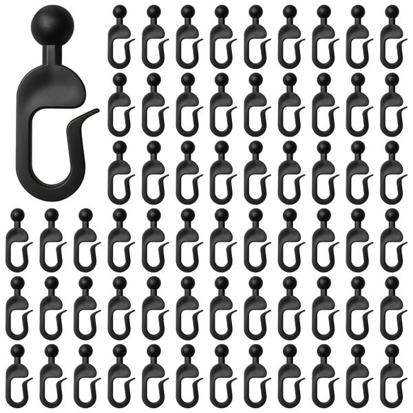 100 Pcs Plastic Curtain Hooks for Gazebo, Black Hooks for Curtains and Drap Carousel 2
