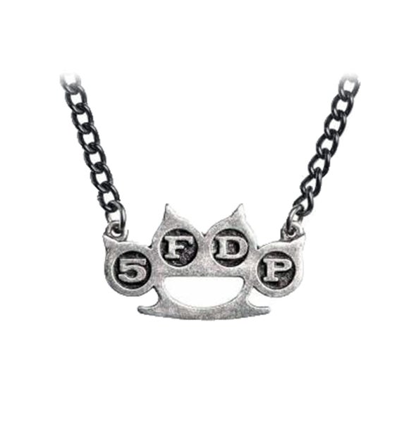Five Finger Death Punch Pendant Necklace Knuckle Duster Logo Official Metallic Carousel 1