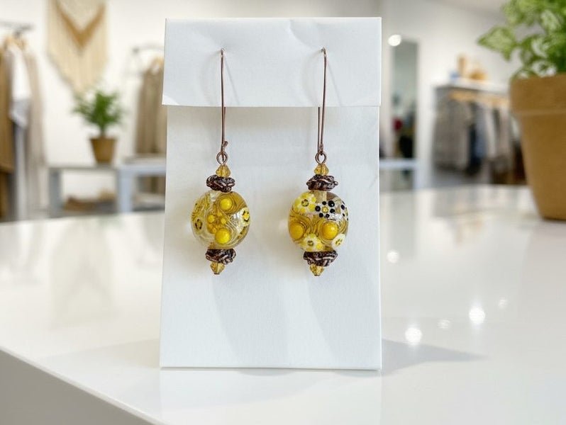 Venetian Glass and Aged Copper Earrings Carousel 4