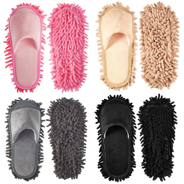 4 Pair Washable Mop Shoes,Removable Microfiber Cleaning Slippers,Mopping Sl Carousel 6