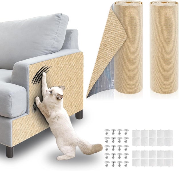 2 Pack Cat Scratch Furniture Protector, Self-Adhesive Cat Scratcher Mats, D Carousel 1