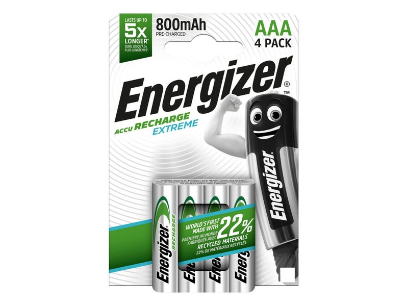 Energizer AAA 800mAh Recharge Extreme Rechargeable Batteries - 4 Pack Carousel 1