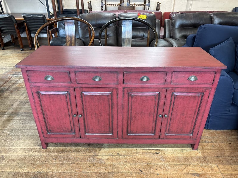 Large Rustic Distressed Red 4-Door 4-Drawer Sideboard / Buffet Carousel 2