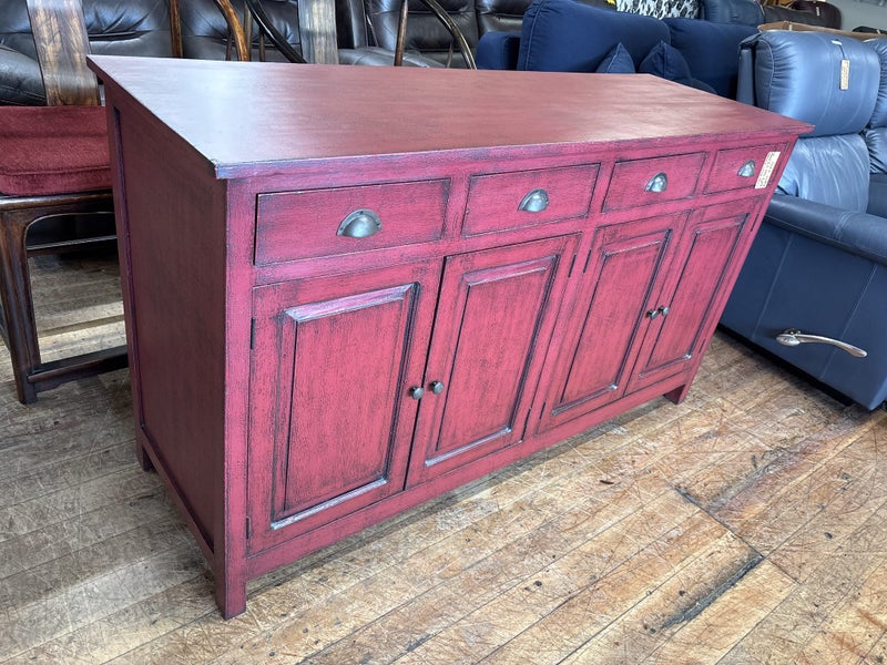 Large Rustic Distressed Red 4-Door 4-Drawer Sideboard / Buffet Carousel 15