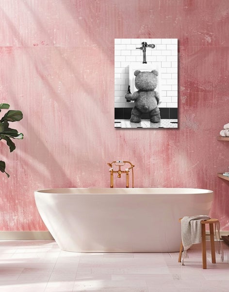 Framed $1 RESERVE 1 Panel Canvas Print - Teddy Bear with Beer Carousel 2