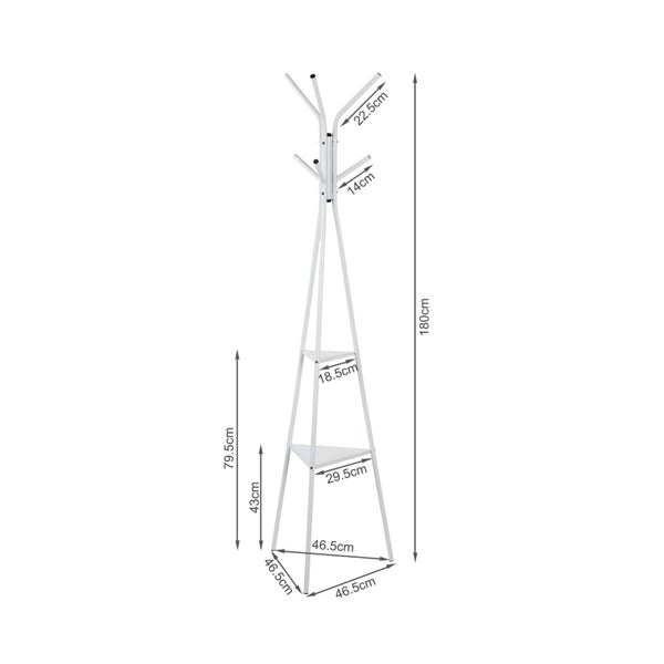 Aero Coat Rack with Storage Shelves - White Carousel 11