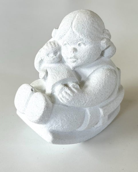 Vintage ‘Marbell’ Stone Sculpture ‘Girl with Doll on Rocking Chair’ Carousel 1