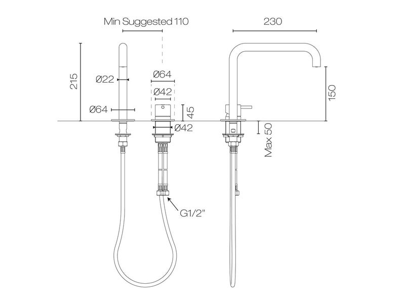 Buddy Square 2 Hole Mixer Matt White *Excess Stock* Was $1199 Carousel 2