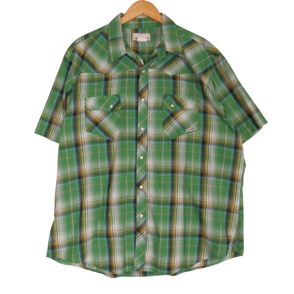 Vintage Wrangler Western Snap Button Up Short Sleeve Shirt XL Carousel 1