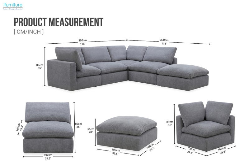 FAIRFIELD Feather-Filled Sectional Modular Sofa Range - 5PC Big Combo Set Carousel 2