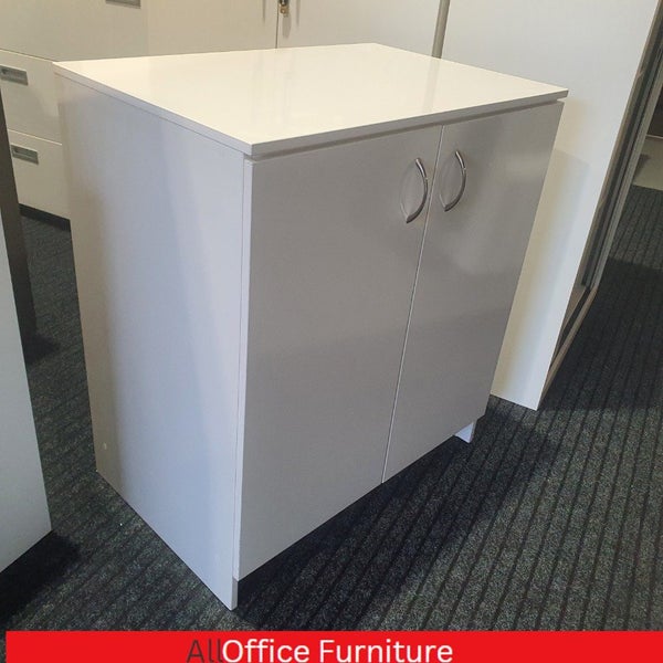 White office Cupboard credenza 80w x 52d x 90h cm Carousel 1