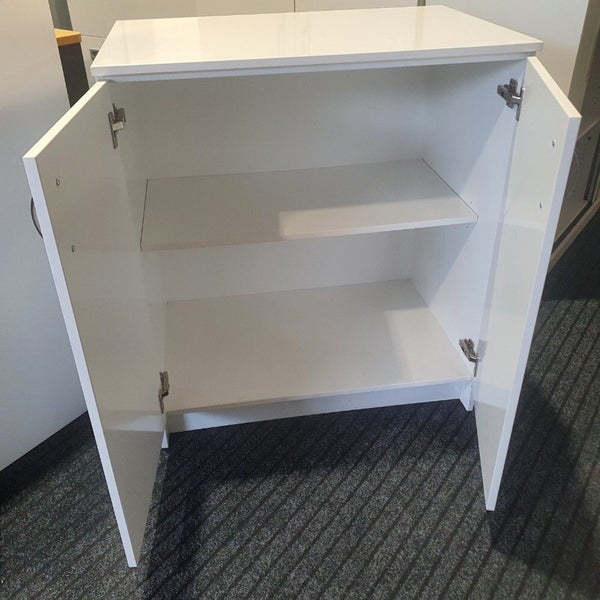 White office Cupboard credenza 80w x 52d x 90h cm Carousel 3