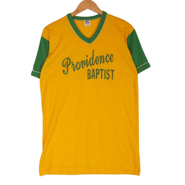 Vintage 1980s Single Stitch Russell Athletic Providence Baptist Large Carousel 1