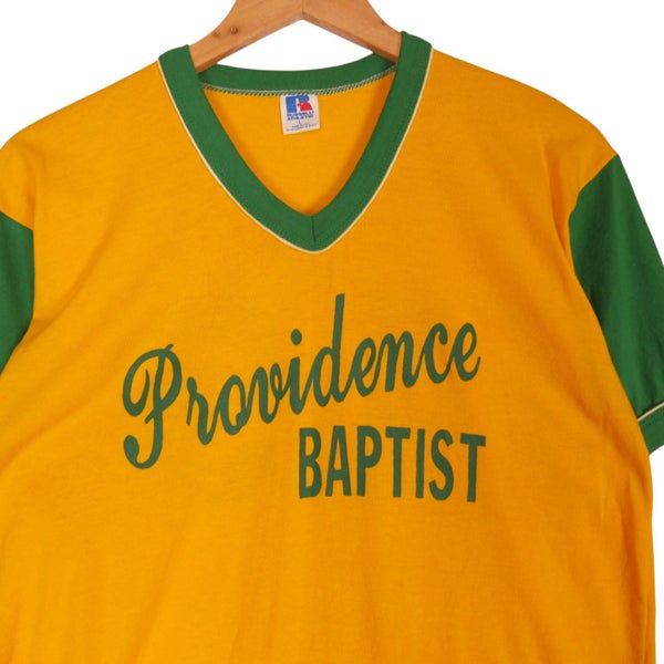 Vintage 1980s Single Stitch Russell Athletic Providence Baptist Large Carousel 2