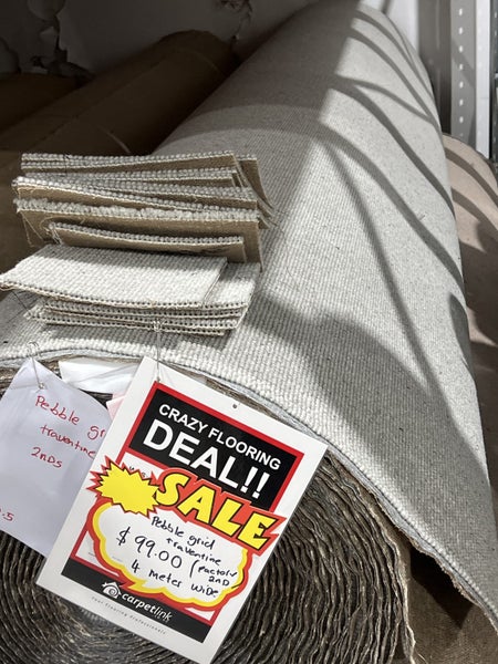 Godfrey Hirst Pebble Grid Travertine 4 meter wide Wool Carpet Carousel 1