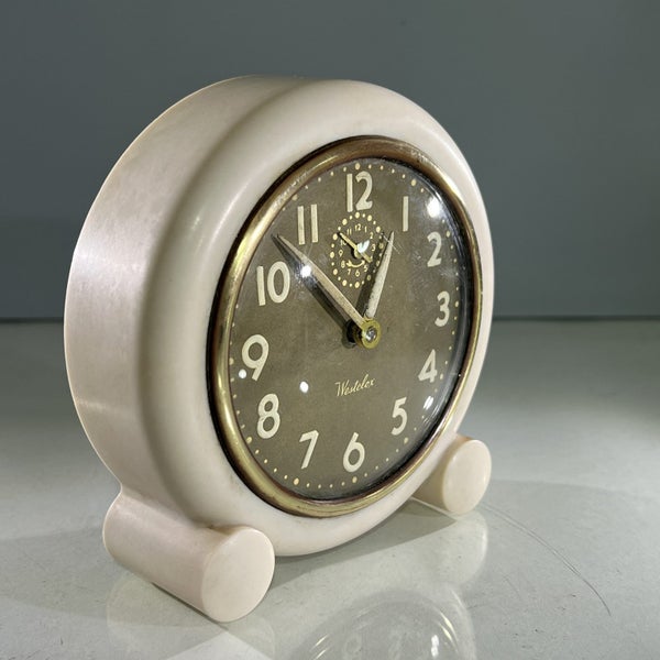 Vintage Westclox Mid Century Bakelite Wind Up Alarm Clock Carousel 2