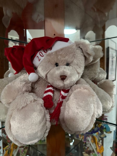 2009 Christmas Santa Bear with Hat and Striped Red and White Scarf Carousel 1