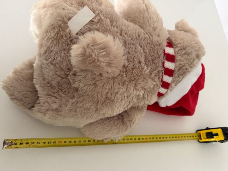 2009 Christmas Santa Bear with Hat and Striped Red and White Scarf Carousel 12