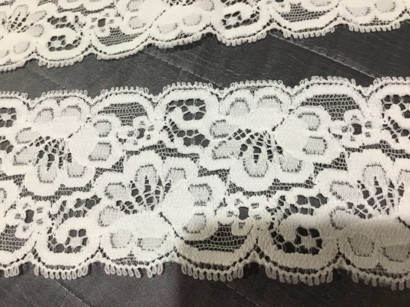 White stretch lace trim - 90cm length x 6cm wide Carousel 1