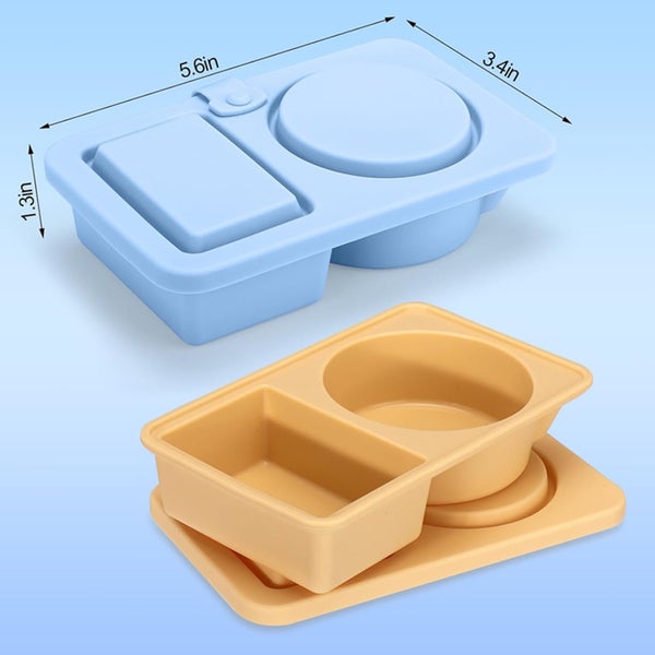 Reusable Snack Containers with Lids Silicone, 2Pack Double Compartment Snac Carousel 2