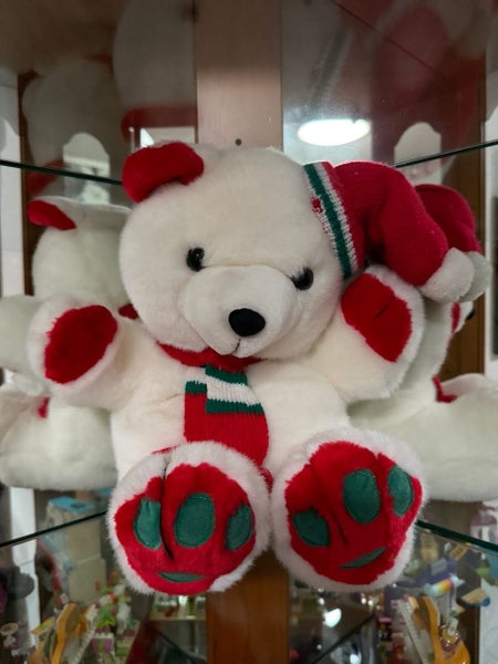 White Christmas Bear with Hat and Scarf and Lovely Red paws Carousel 1