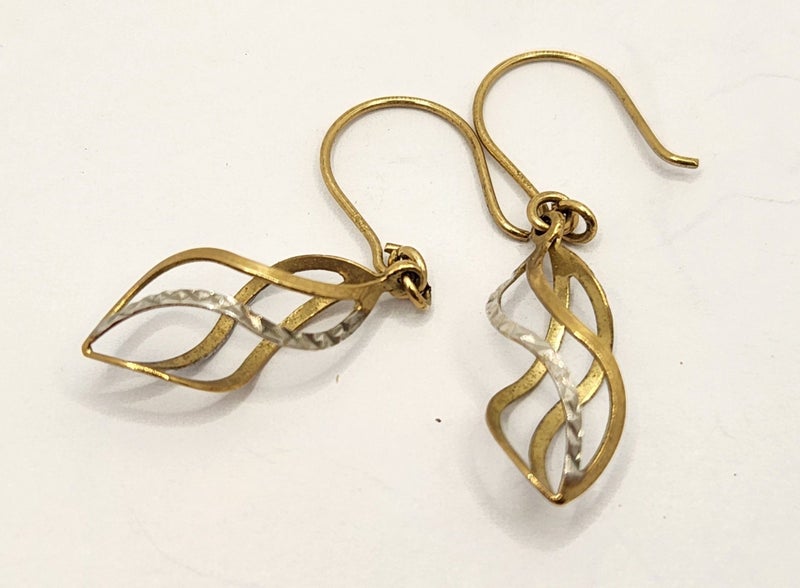 9CT YG 2-TONE EARRINGS #B21125081-5 Carousel 1