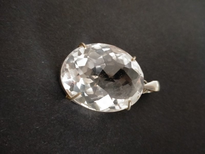 Huge Rock Crystal Sterling Silver Pendant Carousel 2