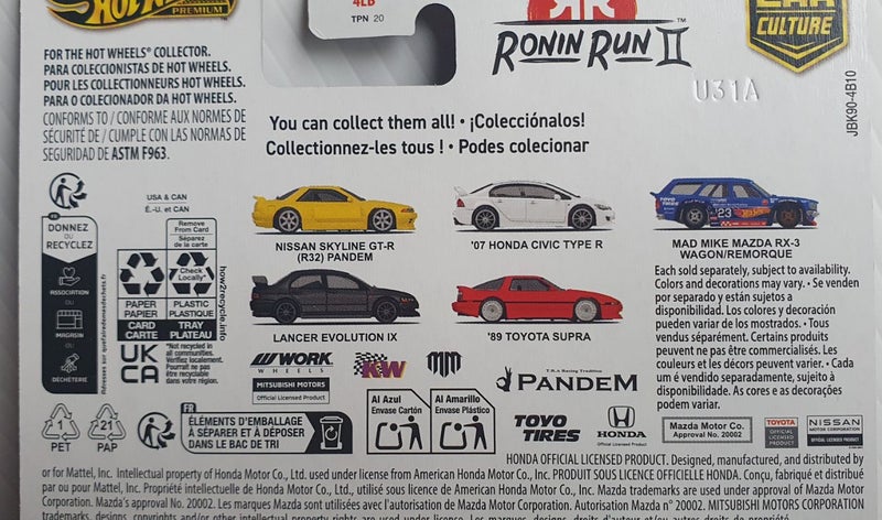 Hot Wheels Ronin Run 2 -- RX3 Skyline Civic Type R Lancer Supra Carousel 8