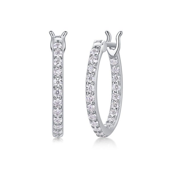 1 Carat Moissanite Diamond Hoop Earrings S925 Silver 18K White Plated -BCR Carousel 1