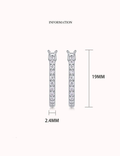 1 Carat Moissanite Diamond Hoop Earrings S925 Silver 18K White Plated -BCR Carousel 6