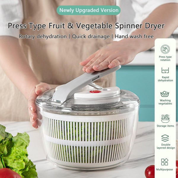 Vegetable Dryer Salad Spinner Hand Press Spinner Machine Vegetables Strainer Carousel 2